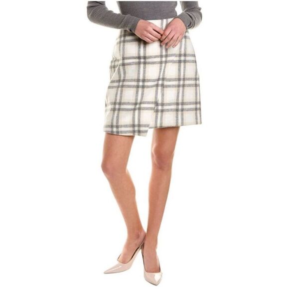 Bagatelle White Gray Plaid Mini Skirt - Picture 1 of 9